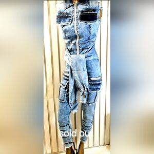 Shapely Highlight Cargo Jumpsuit, Stretch Cotton Blend & Sexy and New